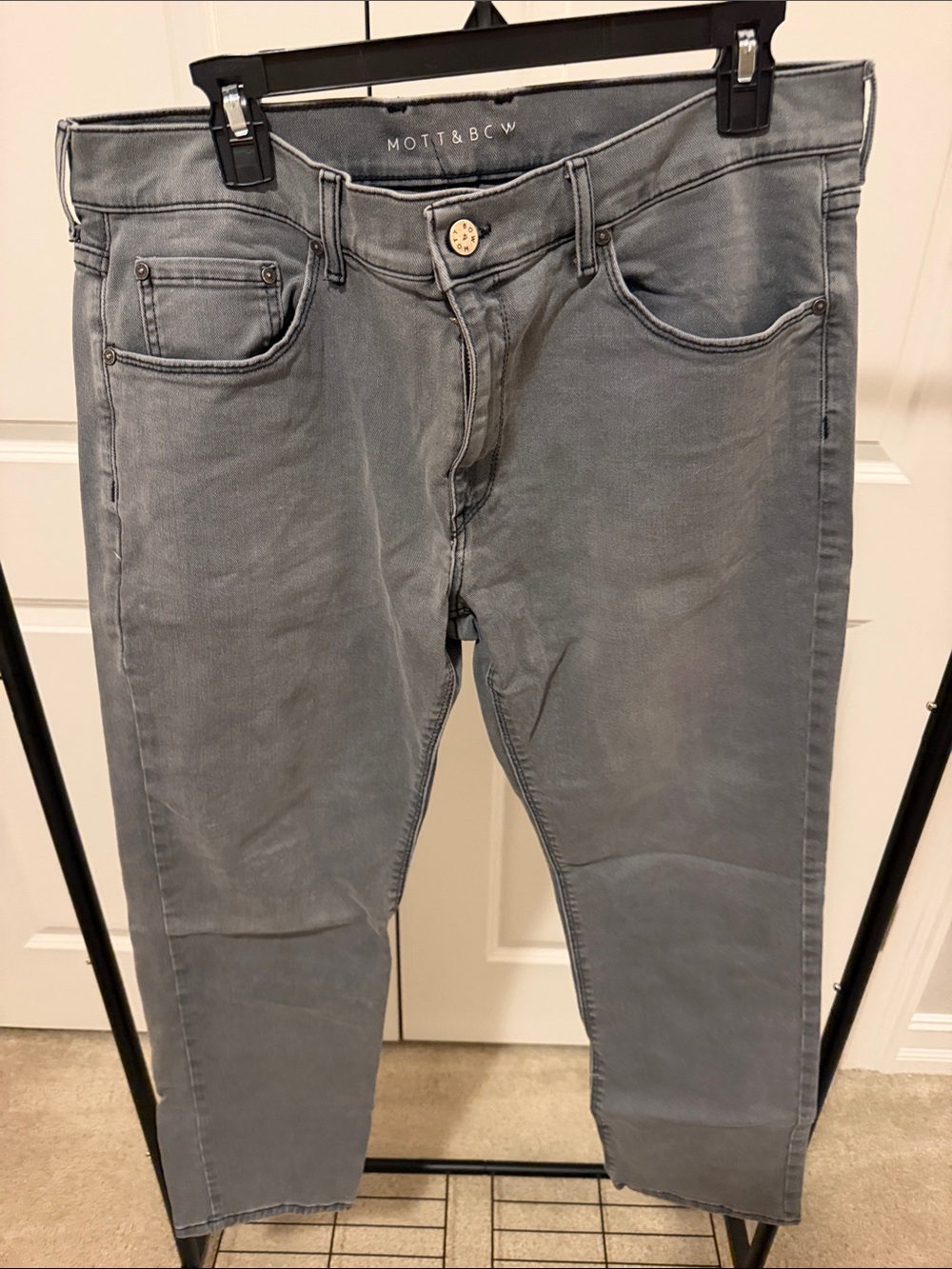 Men's Grey Mott & Bow Slim Stretch Jeans 36x30